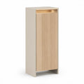 Schuhschrank mit geriffelter Tür, 50 x 35 x 120 cm, Beige und helle Eichenoptik