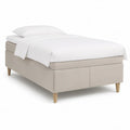 Boxspringbett 90 x 200 cm Beige mit Naturholzfüssen