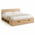 Stauraumbett 160 x 200 cm aus MDF mit Eichenfurnier, Natur Eiche