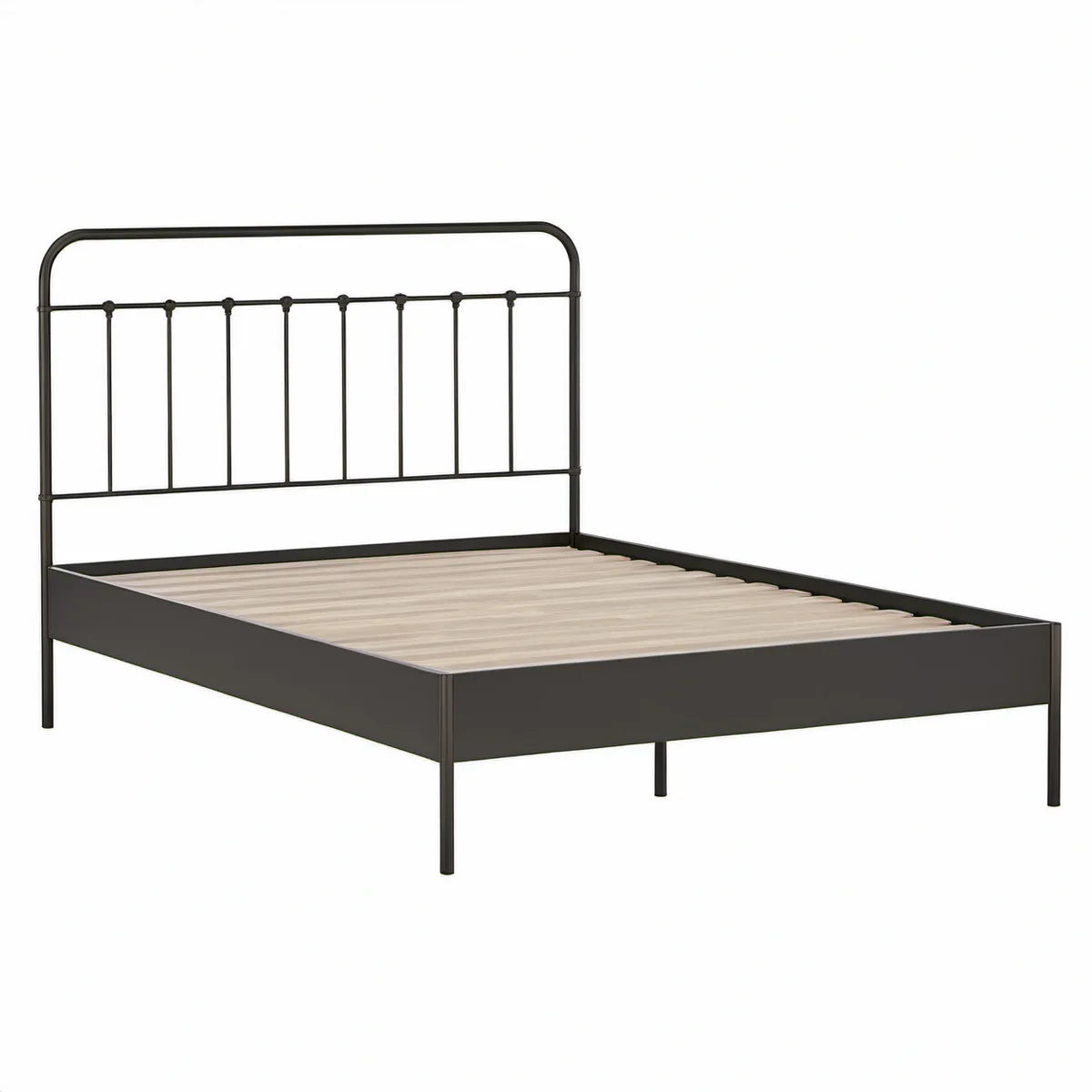 Metallbett aus Stahl mit Lattenrost, 140 x 200 cm, Schwarz