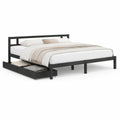 Metallbettgestell 160 x 200 cm mit ausziehbarer Unterbett-Schublade, Schwarz